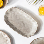 Eclectic Stoneware Long Plate Grey 11.5 Inch
