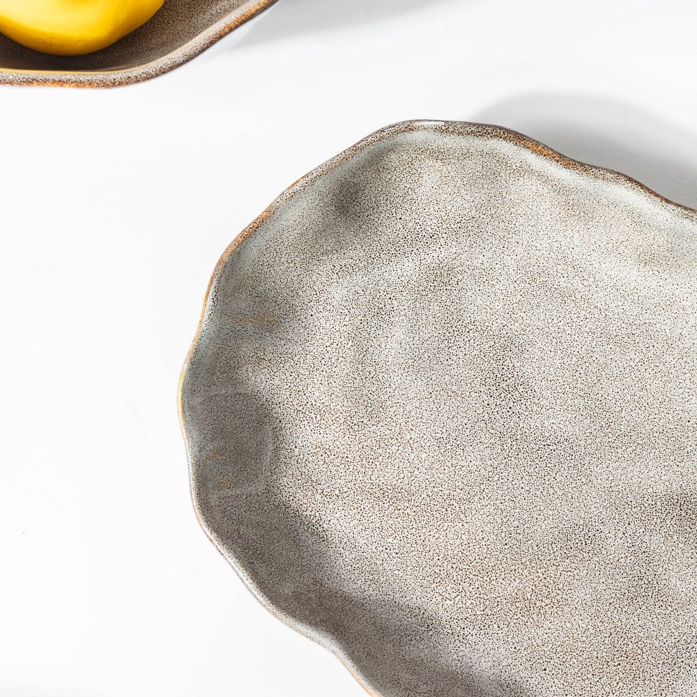 Eclectic Stoneware Long Plate Grey 11.5 Inch