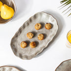 Eclectic Stoneware Long Plate Grey 11.5 Inch