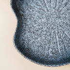 Pebble Glazed Leaf Dessert Plate Blue