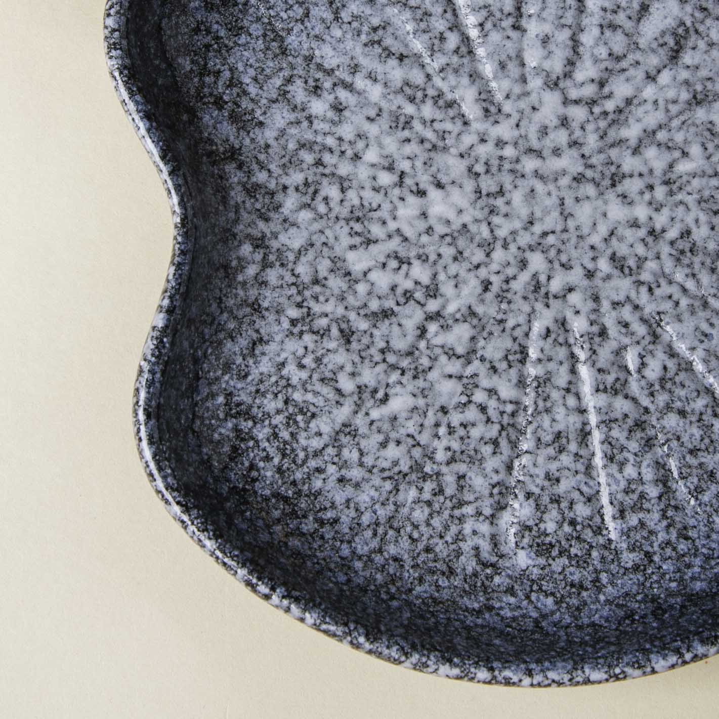 Pebble Glazed Leaf Dessert Plate Blue