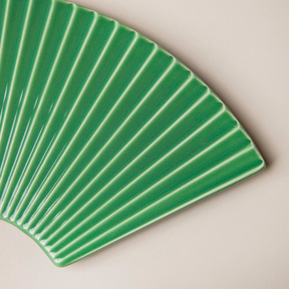 Ogi Fan Ceramic Platter Green