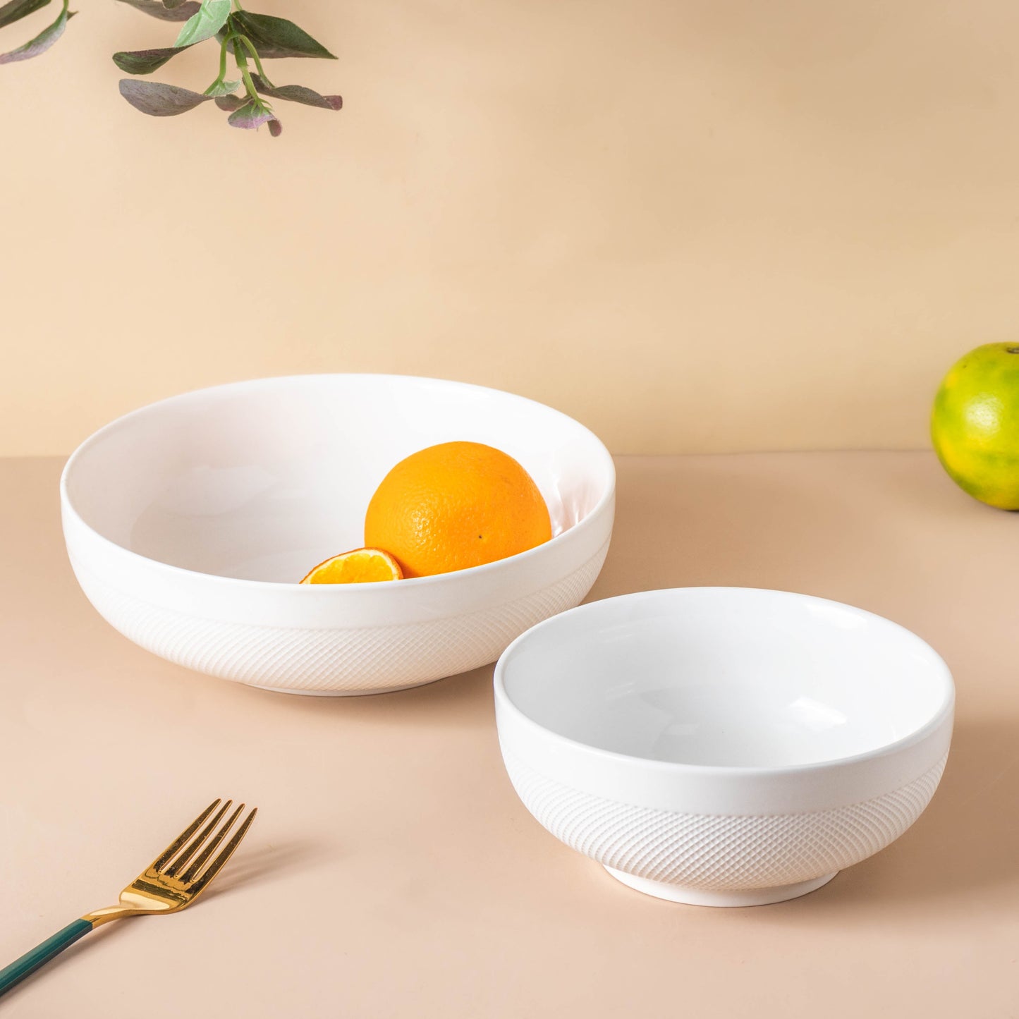 Riona Textured Ceramic Popcorn Bowl White 500 ml