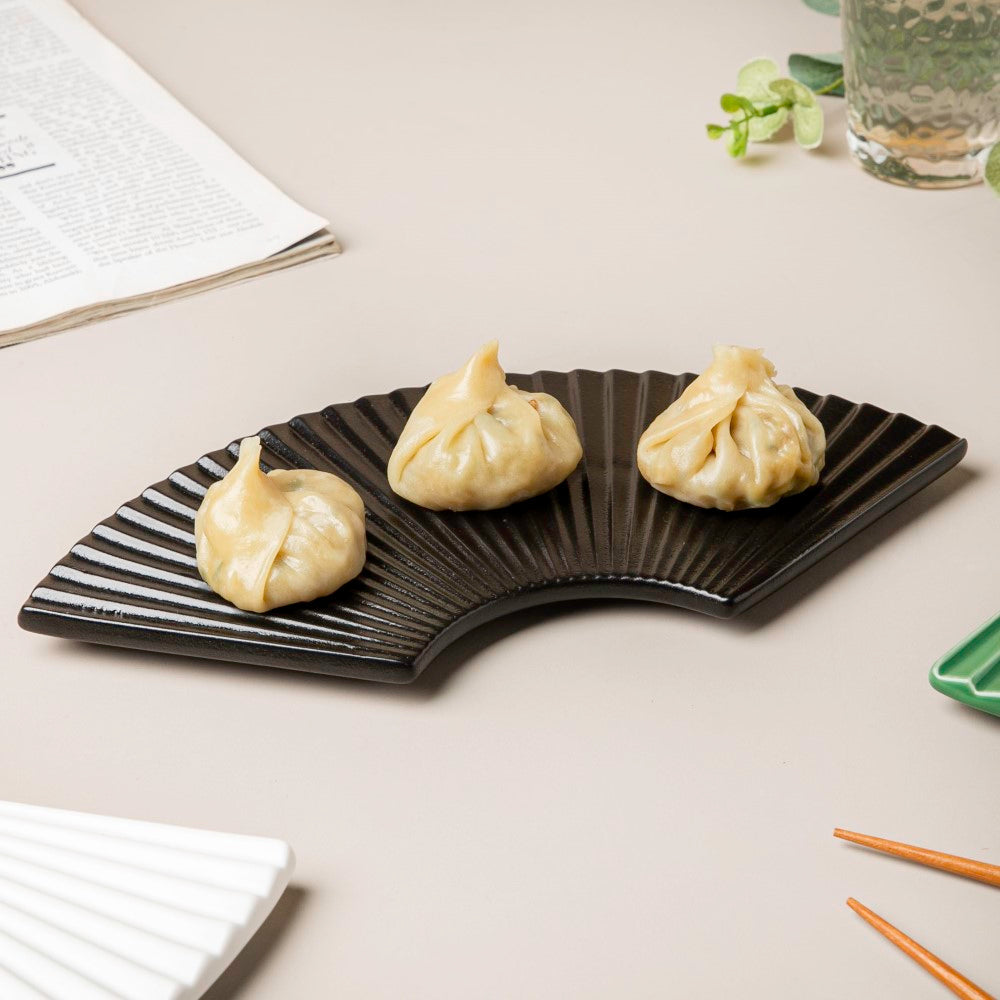 Ogi Fan Ceramic Platter Black