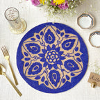 BEADS Mandala Jute Table Mat- Navy Blue