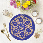 BEADS Mandala Jute Table Mat- Navy Blue