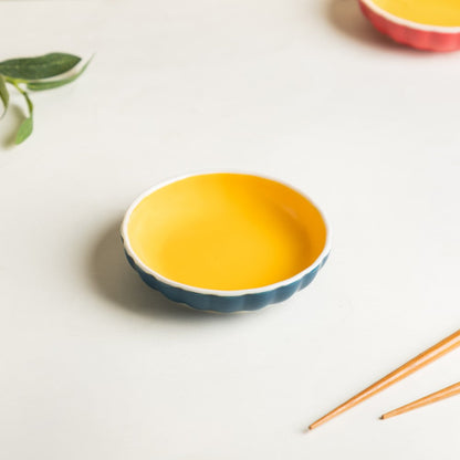 Chrome Dessert Plate Blue