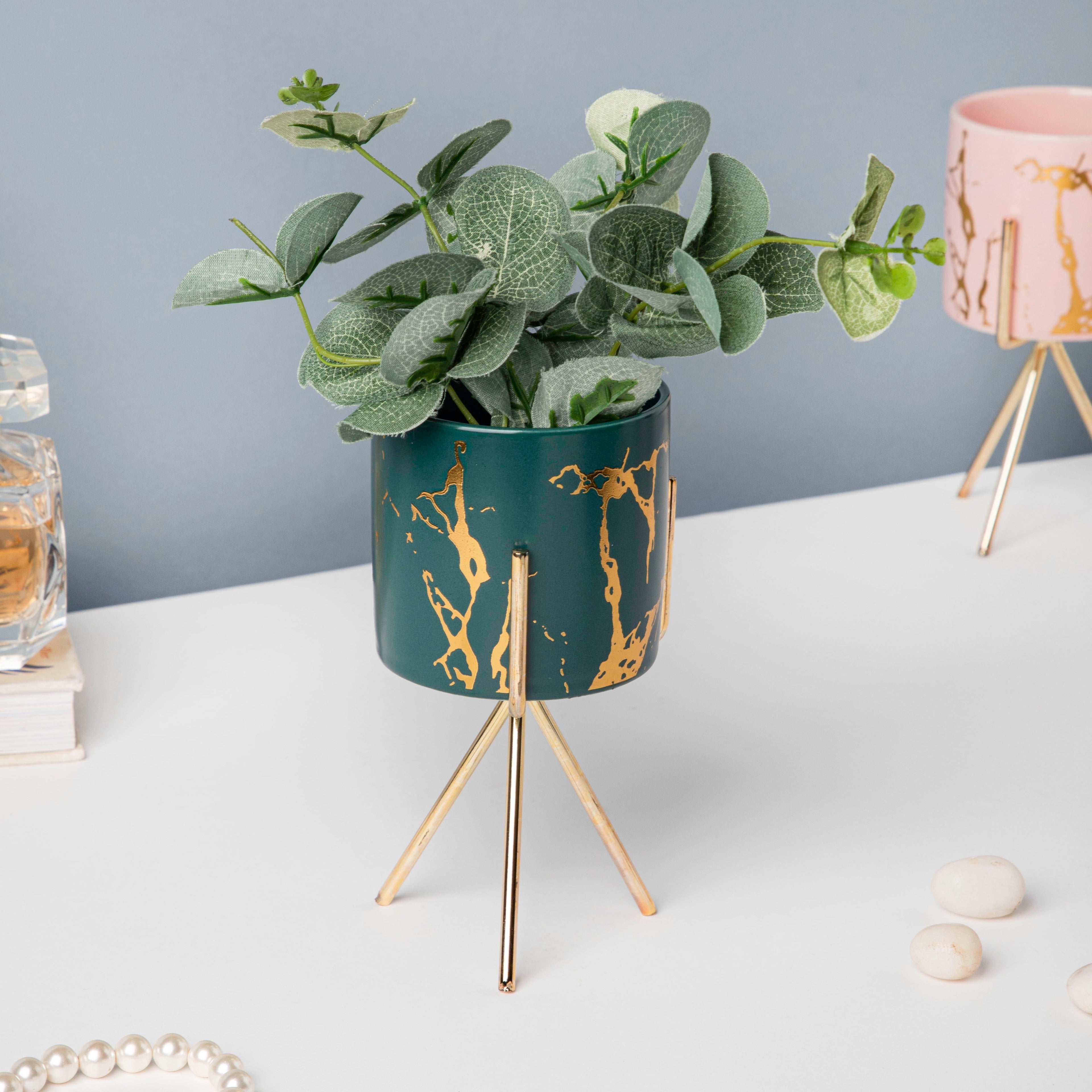 Auric Marble Green Planter with Stand Small
