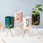 Auric Marble Black Planter with Stand Large