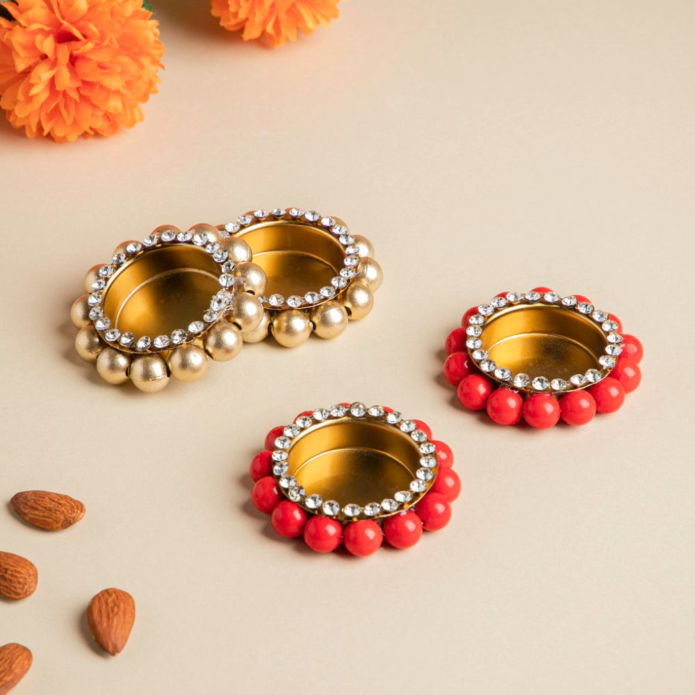 Decorated Tealight Holders Gift Set Of 4