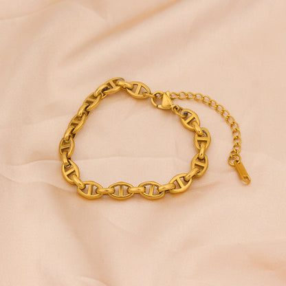 Gold D-Link Chain Bracelet | 10 MM