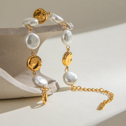 Flat Pearl Ball Chain Bracelet