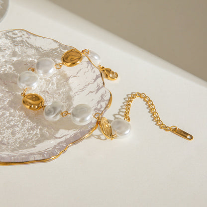 Flat Pearl Ball Chain Bracelet
