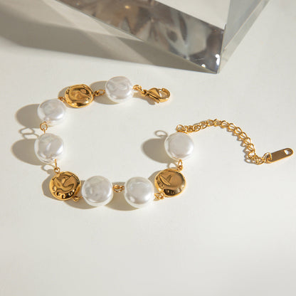 Flat Pearl Ball Chain Bracelet