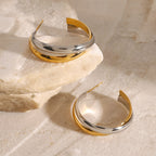 Double Layer C Hoop Earrings