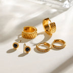 Chic Golden Stud And Hoop Earring Set