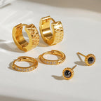 Chic Golden Stud And Hoop Earring Set