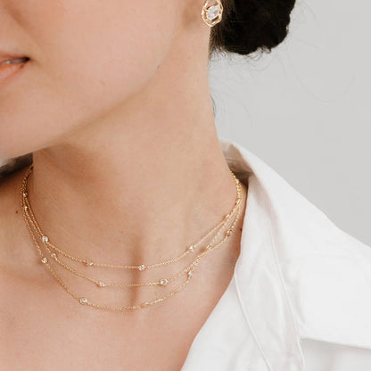 Glittering Diamond Layered Necklace