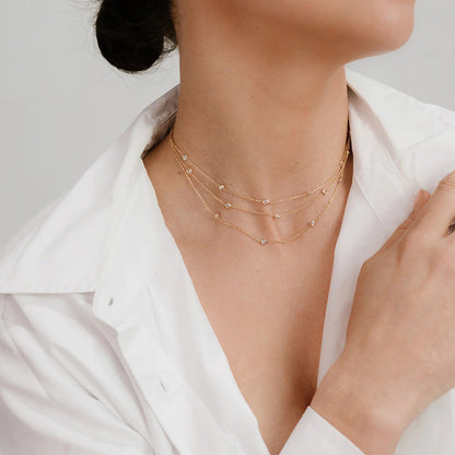 Glittering Diamond Layered Necklace