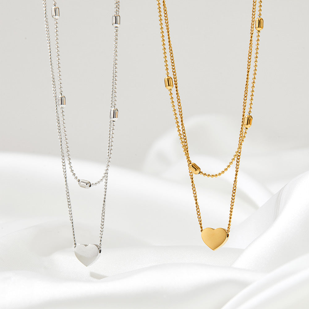 Delicate Silver Heart Layered Necklace