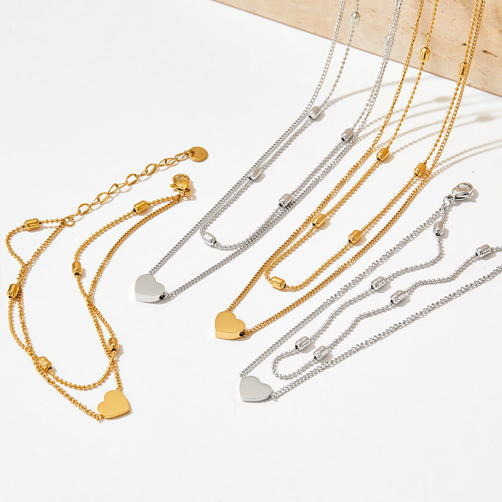 Delicate Silver Heart Layered Necklace