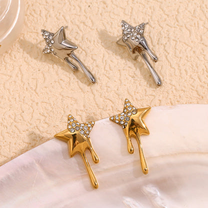 Silver Dripping Star Drop Earring