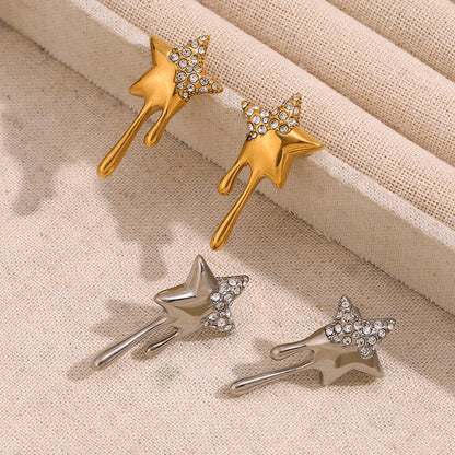 Silver Dripping Star Drop Earring