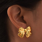 Chic Golden Ribbon Stud Earrings