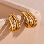 Double Layer Half Stud Earrings