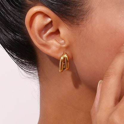 Double Layer Half Stud Earrings