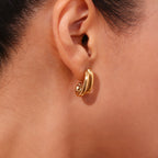 Double Layer Half Stud Earrings