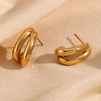 Double Layer Half Stud Earrings