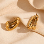 Double Layer Half Stud Earrings