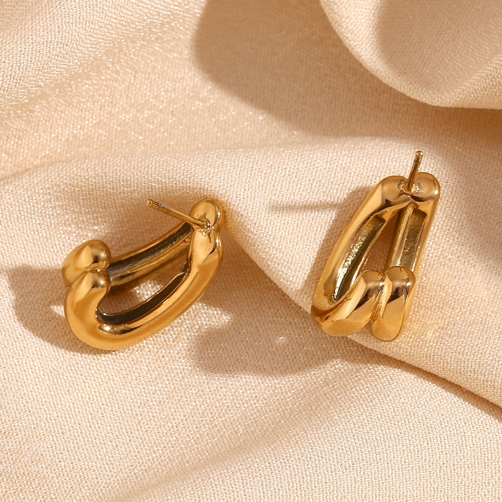 Double Layer Half Stud Earrings