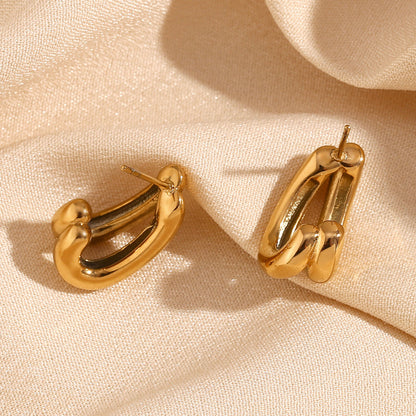 Double Layer Half Stud Earrings