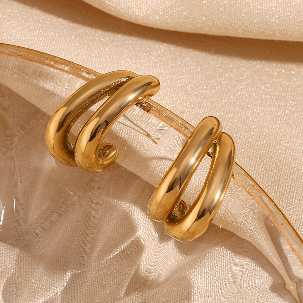 Double Layer Half Stud Earrings