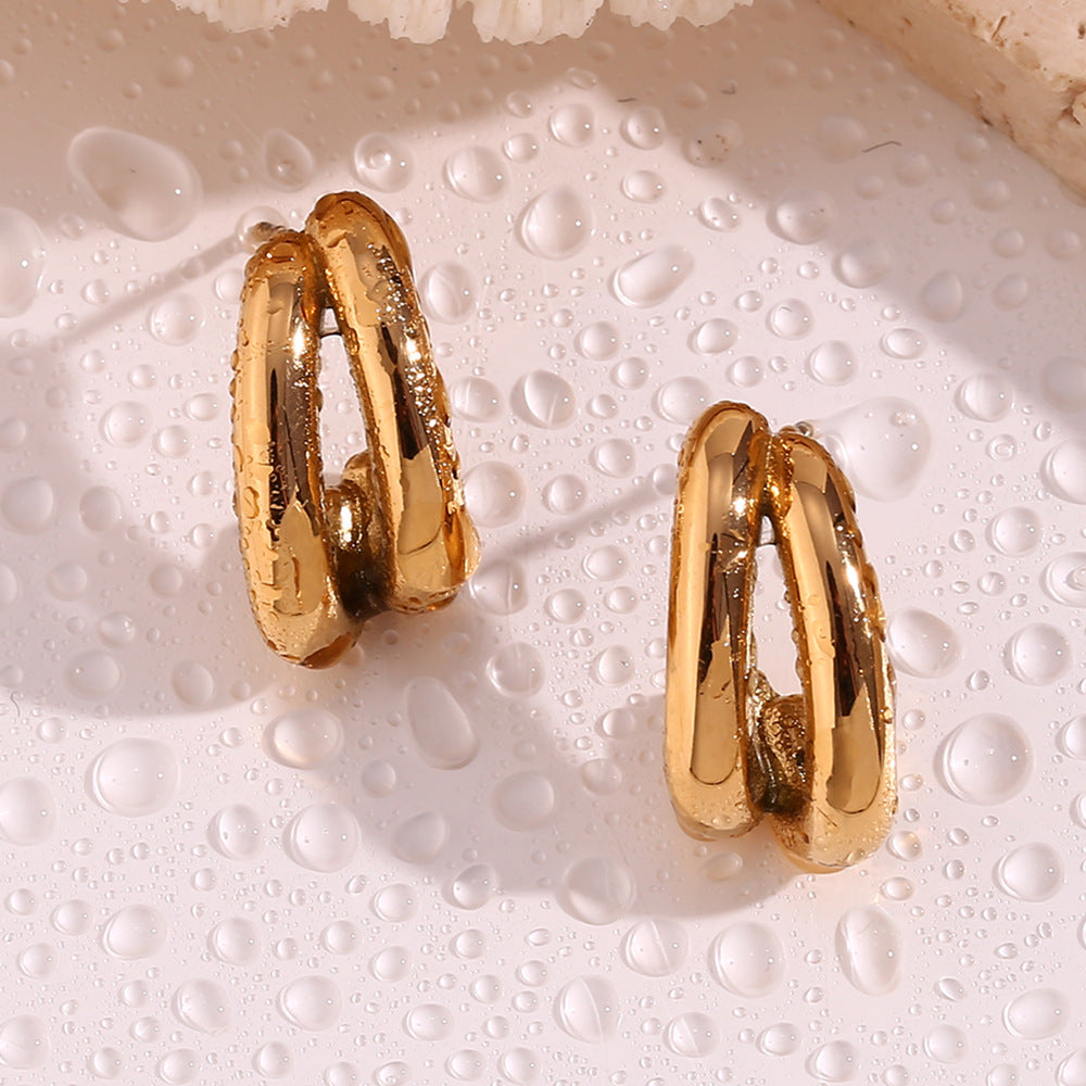 Double Layer Half Stud Earrings