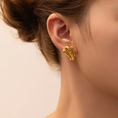 Textured Banana Stud Earrings