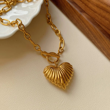 Engraved Heart Chain Necklace