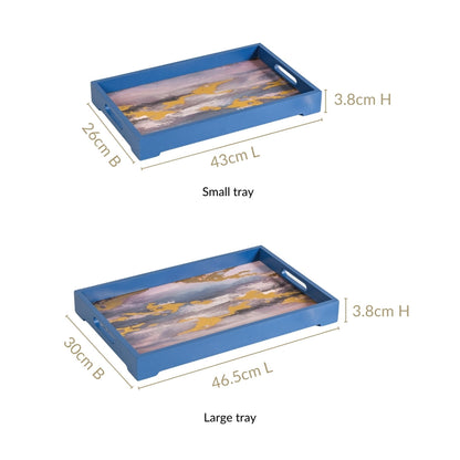 Impressionism Sky Art Tray Set Of 2 Blue