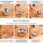 Induction Safe Tri Ply Stainless Steel Tadka Pan 540ml