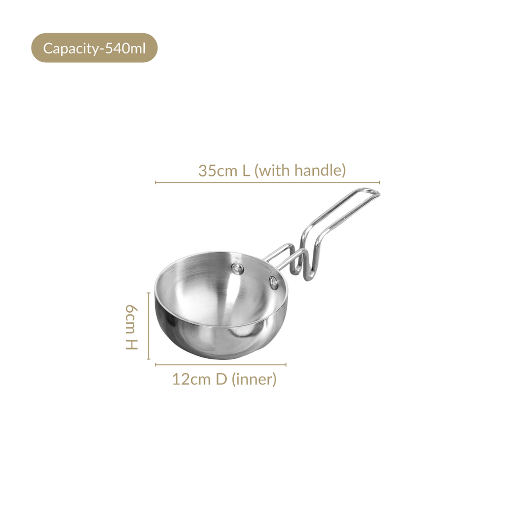 Induction Safe Tri Ply Stainless Steel Tadka Pan 540ml