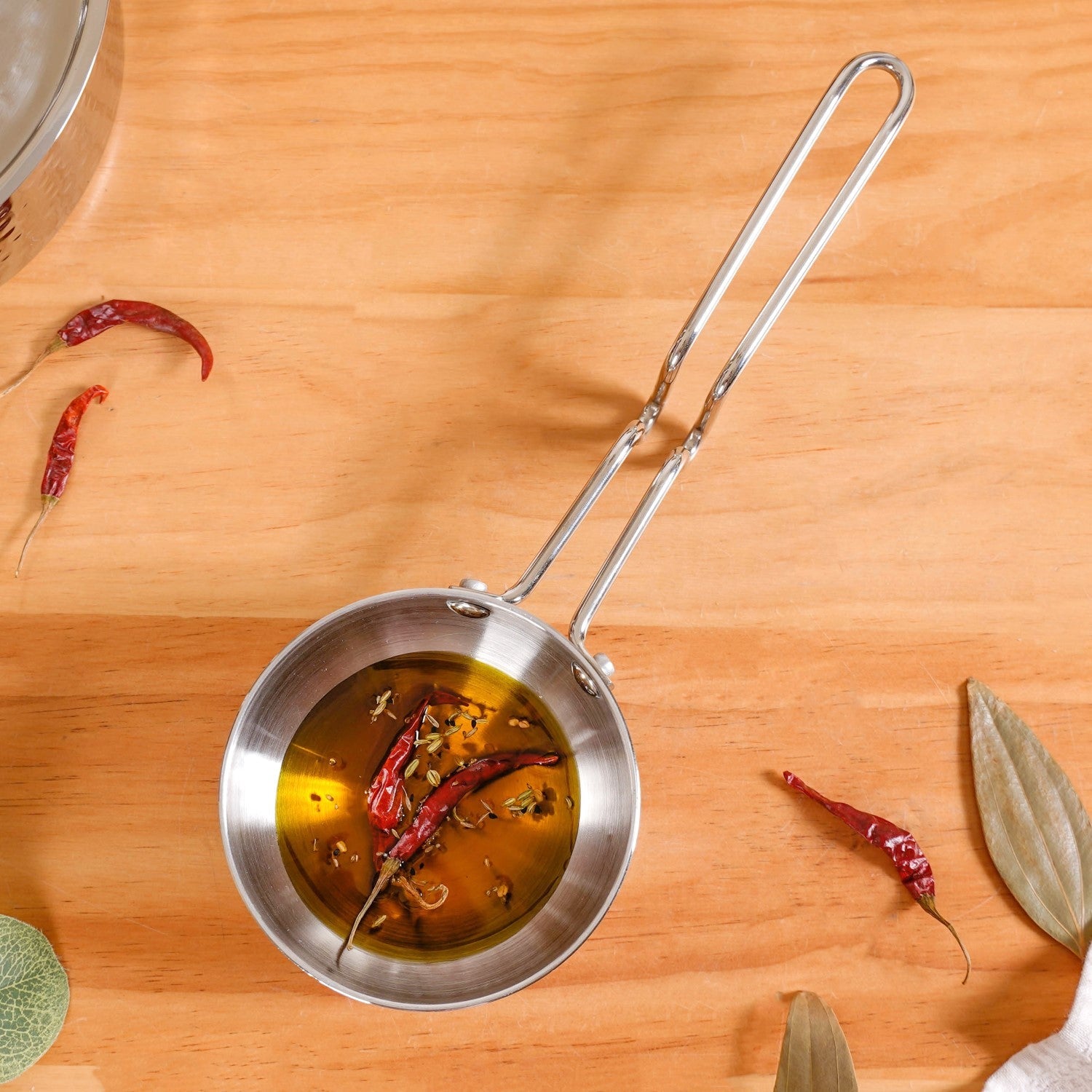 Induction Safe Tri Ply Stainless Steel Tadka Pan 540ml