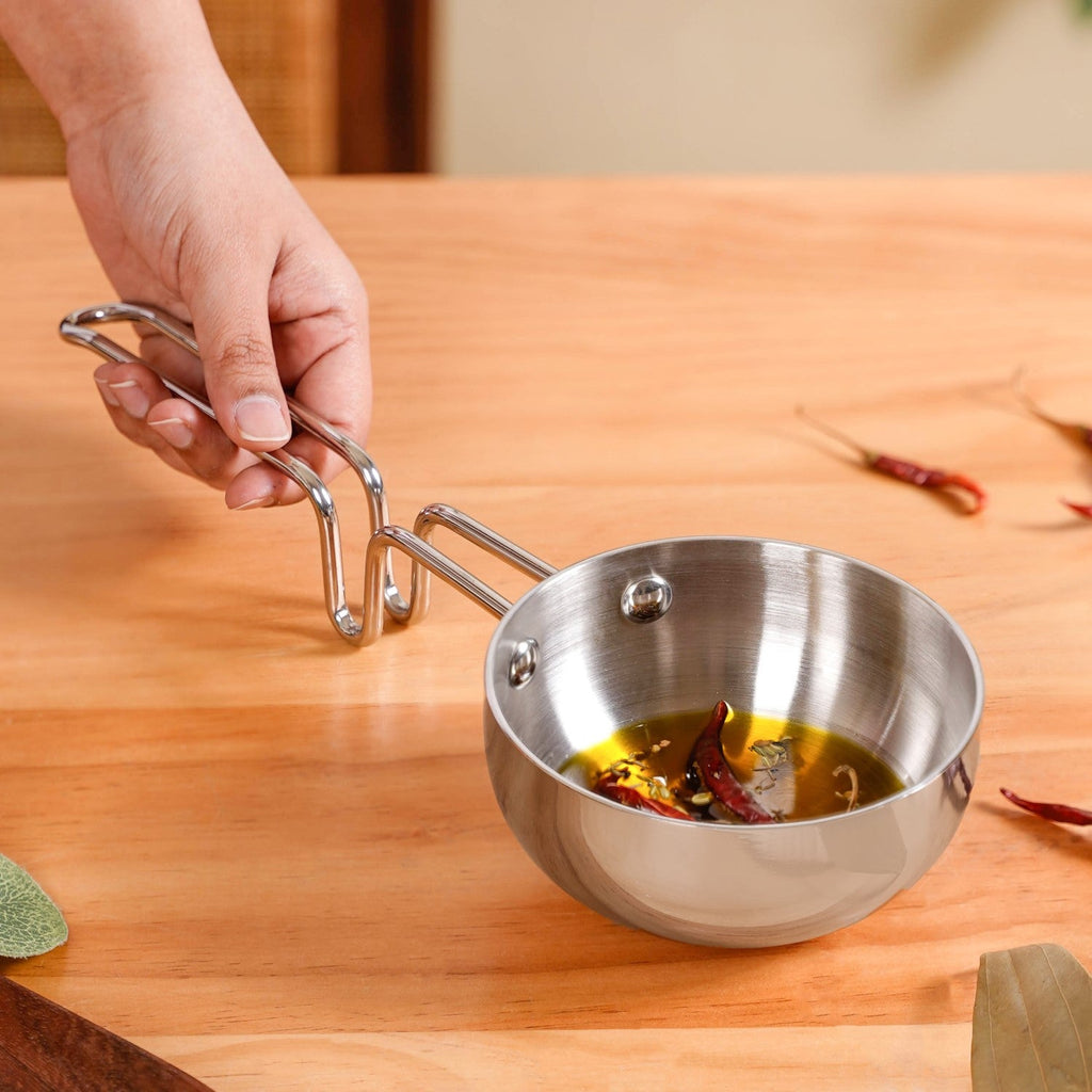 Induction Safe Tri Ply Stainless Steel Tadka Pan 540ml