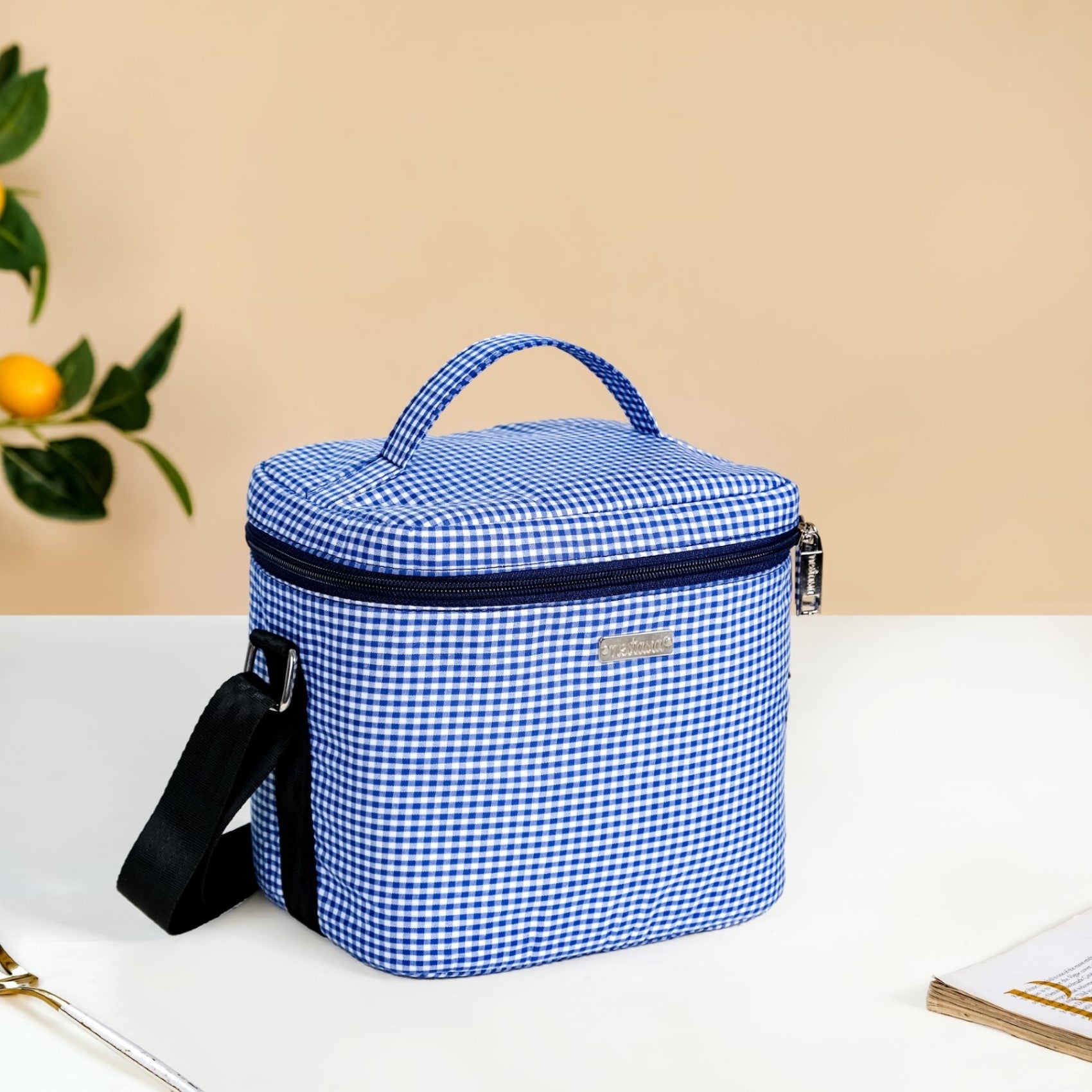 Insulated Lunch Bag And Glass Lunch Box Hamper Blue