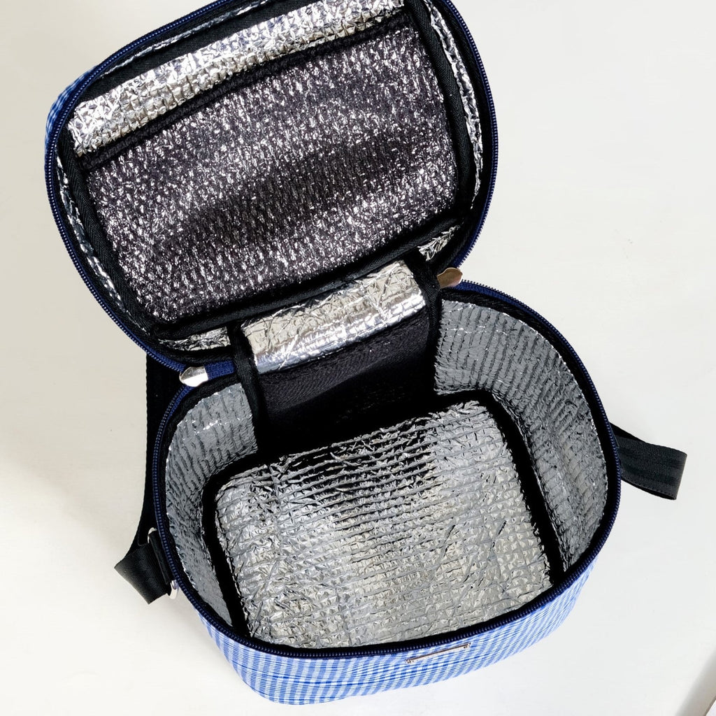 Insulated Lunch Bag And Glass Lunch Box Hamper Blue