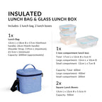 Insulated Lunch Bag And Glass Lunch Box Hamper Blue