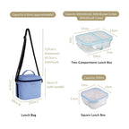 Insulated Lunch Bag And Glass Lunch Box Hamper Blue