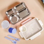 Bento Pink 4 Grid Stainless Steel Lunch Box For Office 950ml