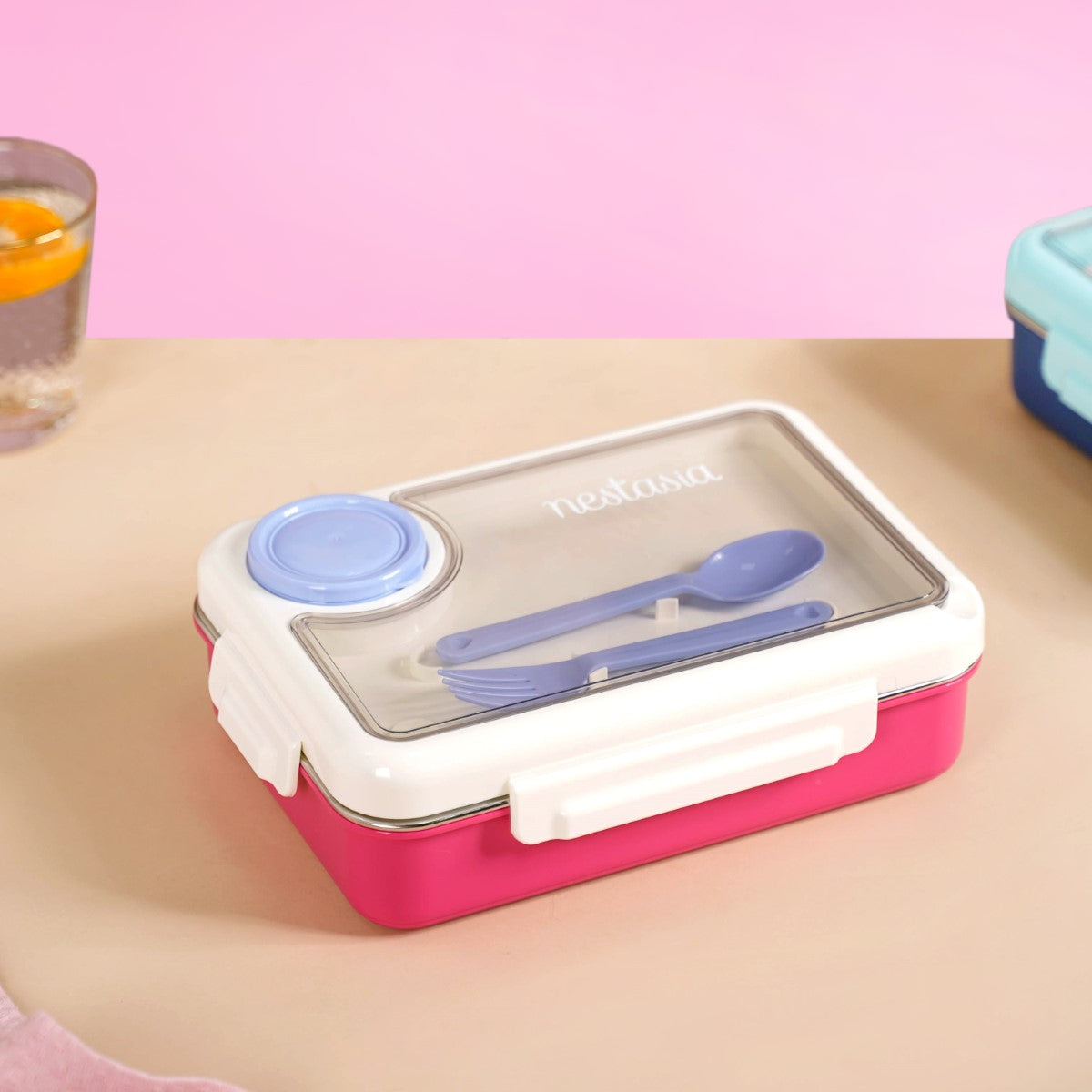 Bento Pink 4 Grid Stainless Steel Lunch Box For Office 950ml